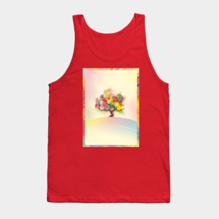 Colorful tree on a hill Tank Top